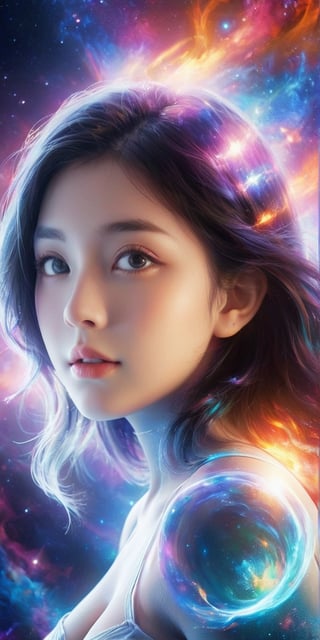 score_9, score_8_up, score_7_up, score_6_up, 1girl, solo, cosmic fire, human face, koling, cosmic, half open eyes, glowing eyes, magic eyes, glowing cheast, cosmic body, very cosmic hair, arms behind head,OverallDetail, smile,(oil shiny skin:1.0), (big_boobs:2.7), willowy, chiseled, (hunky:2.6),(( body rotation -90 degree)), (upper body:1.6),(perfect anatomy, prefecthand, dress, long fingers, 4 fingers, 1 thumb), 9 head body lenth, dynamic sexy pose, breast apart, (artistic pose of awoman),,abyssaltech ,dissolving,abyss,Clear Glass Skin,BrokenIR,Glass Elements,(Transperent Parts),more detail XL,minimalist hologram,starry sky,glow,fire element,composed of fire elements,xxmix_girl,DonMF1r3XL,DonMW15pXL