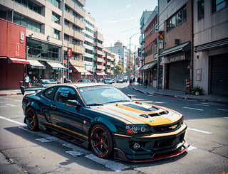 (best quality,4k,8k,highres,masterpiece:1.2),ultra-detailed, ((a customized car)), ((Chevrolet)), ((street racer)), ((beautiful paintjob)), ((bodykit)), ((fully detailed)), illustration, vivid colors
