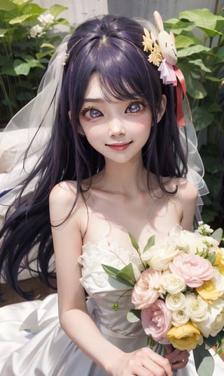 Ai Hoshino, shy smile, wedding_dress
