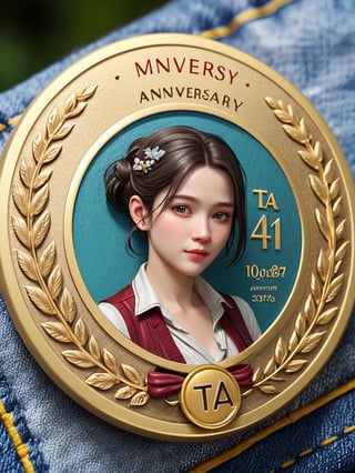 circle badge, aniversary, character "TA", (masterpiece, best quality, highly detailed)
