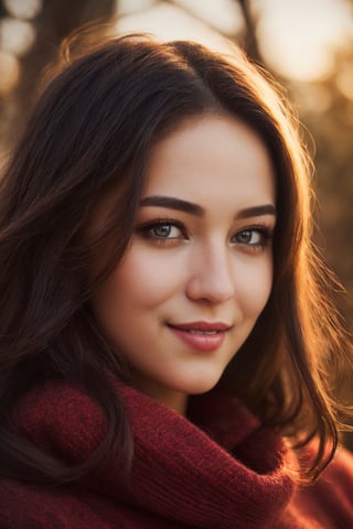 (best quality,ultra-detailed,realistic:1.37),portrait,painting,(warm colors,soft lighting),beautiful girl,red sweater,hair blowing in the wind,gentle smile,expressive eyes,subtle makeup,natural beauty,soft background,subtle texture