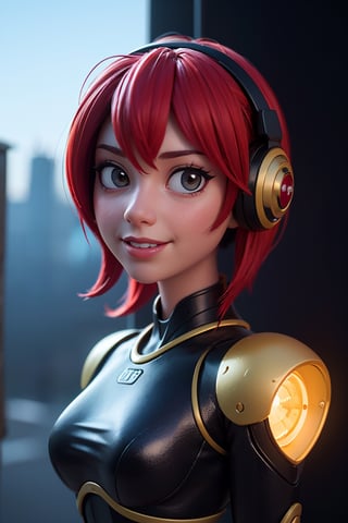 (playful, robot, cyborg style, cartoon, girl, cute smile, outdoor, 3d rendering) (best quality, 4k, 8k, highres, masterpiece:1.2), ultra-detailed, (realistic, photorealistic, photo-realistic:1.37), HDR, UHD, studio lighting, ultra-fine painting, sharp focus, physically-based rendering, extreme detail description, professional, vivid colors, bokeh, portraits, landscape, horror, anime, sci-fi, photography, concept artists, colorful tones, dreamy lighting.