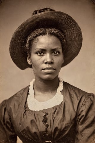 Sepia tone photo US Marshall circa 1880. Rugged black woman. A look of fierce determination in his eyes. by Matthew Brady
