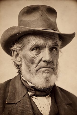 Sepia tone photo US Marshall circa 1880. Rugged old man. A look of fierce determination in his eyes. by Matthew Brady
