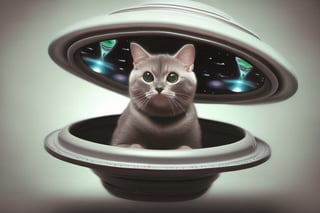 Photo of alien Cat inside a flying saucer