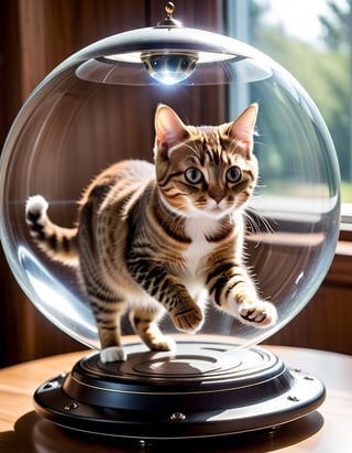 Photo of Cat piloting a tiny flying saucer with transparent dome