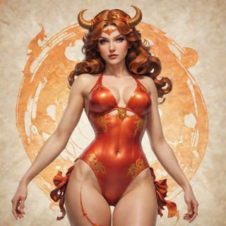 A devilish swimwear-clad figure crosses paths with a weathered war hero, both sharply focused in this intricate, nostalgic octane render inspired by ArtGerm's Alphonse Mucha-esque vision. Set within the realms of Team Fortress 5 and 2, these vivid characters, their narrow shoulders and expressive features standing out,