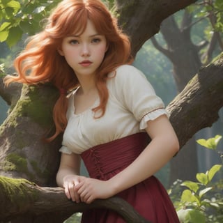  Cute girl gathering cherries on a tree, very long hair, reddish blonde, perfect body, cute face, curvy , insanely detailed art, Renoir Sorolla Degas manet, 8k resolution, lusciously drawn, soft render, ray tracing, unreal engine 5, illustration, by Beeple, WLOP, J. C. Leyendecker stalenhag, Mucha Katsuhiro Otomo by Ruan Jia and Mandy Jurgens and Artgerm and William-Adolphe Bouguereau, featured on artstation, anime style, 4k, in focus, details, hyper realistic,2d rays, cinematic composition, majestic light, 8k resolution, masterpiece, high resolution, award, epic scenery, dark fantasy environment, dnd character Scrolls squats, official studio and professional visual novel cover, fan deviantart Studio,at studio and professional video, by James wain and by Roger Dean and by Ross Tran and by Peter miyakoAnki