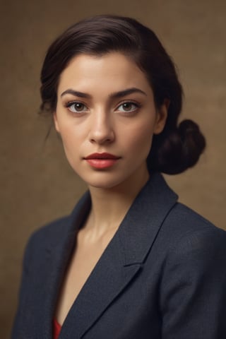 AOC poses confidently in a pinup-inspired campaign photo, blending glamour and politics. Set against a studio backdrop, the photorealistic image captures her full figure at eye level, showcasing her determination. Soft studio lighting accentuates her features, while vibrant colors evoke Annie Leibovitz's style. The Canon EOS 5D Mark IV camera renders the scene in stunning 4K resolution, with ultra-detailed textures and sharpness. Masterpiece by oprisco and rutkowski, as imagined by marat safin.