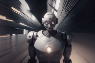 a windup robot with springy googly eyes on a stalk, unreal engine render, 8k , lifelike details 