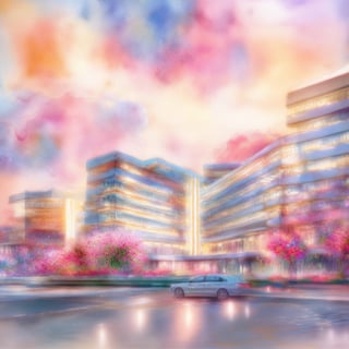 (masterpiece,best quality, niji style),Abstract watercolor art of a building surrounded by flower, 8k, stunning intricate details, by artgerm, 