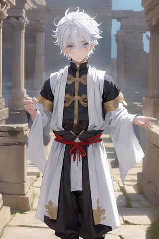 cute boy, ancient custume,white hair
