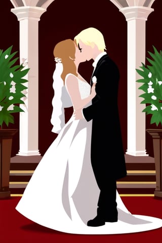 Draco malfoy and hermione granger,Flat vector art,Eve3D,nodf_lora,SAM YANG,kiss,wedding dress