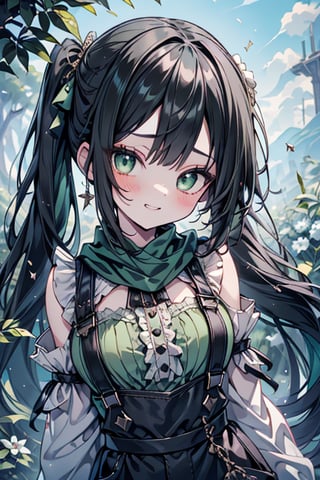 She is a woman of immeasurable beauty, black hair, green scarf, teenager, green eyes, gesticulated look, happy, egocentric, beautiful clothes, a masterpiece, detailed, high quality, very high resolution, peasant clothes , perfect face, poor, overalls, masterpiece, good quality, excellent quality, hair in a Two ponytail, headscarflittle girl, loli, young girl, narcissistic, contemptuous smile, egocentric, busty loli, medium breasts
loli, little girl, young girl, field.

