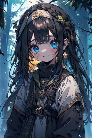 black hair, blue eyes, yellow attush, friendly face, headscarf, little girl, happy smile, bangs, in the forest at night, masterpiece, star earrings, detailed, high quality, absurd , strongest human being of all, bearer of the hope of the world, long hair, necklace of scales,perfect face,8 year old girl,
,best quality,Poor thing, dirty clothes, mud on the face.
