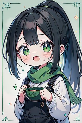 She is a woman of immeasurable beauty, black hair, long hair, green scarf, teenager, green eyes, gesticulated look, happy, egocentric, beautiful clothes, a masterpiece, detailed, high quality, very high resolution, peasant clothes , perfect face, poor, overalls, masterpiece, good quality, excellent quality, hair in a ponytail, headscarflittle girl, loli, young girl

,chibi