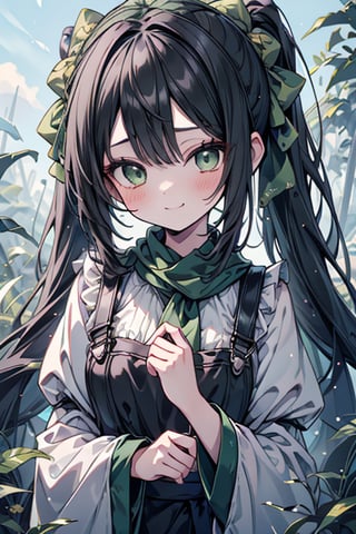 She is a woman of immeasurable beauty, black hair, green scarf, teenager, green eyes, gesticulated look, happy, egocentric, beautiful clothes, a masterpiece, detailed, high quality, very high resolution, peasant clothes , perfect face, poor, overalls, masterpiece, good quality, excellent quality, hair in a Two ponytail, headscarflittle girl, loli, young girl, narcissistic, contemptuous smile, egocentric, busty loli, medium breasts
loli, little girl, young girl, field.

