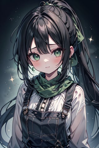 She is a woman of immeasurable beauty, black hair, long hair, green scarf, teenager, green eyes, gesticulated look, happy, egocentric, beautiful clothes, a masterpiece, detailed, high quality, very high resolution, peasant clothes , perfect face, poor, overalls, masterpiece, good quality, excellent quality, hair in a Two ponytail, headscarflittle girl, loli, young girl

