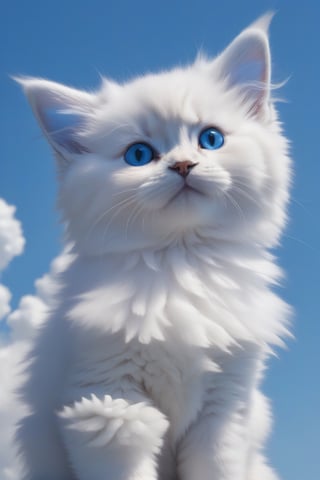 a cloud that looks like a fluffy maincoon baby, blue sky Aether_Cloud_v1:1