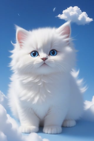 a cloud that looks like a fluffy cat baby, blue sky Aether_Cloud_v1:1