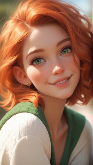 score_9, score_8_up, score_7_up, rating_questionable, girl, freckles, extremely attractive, adorable, cute, extremely pale skin, orange hair, green eyes, light directed at face, 8k, redhead 