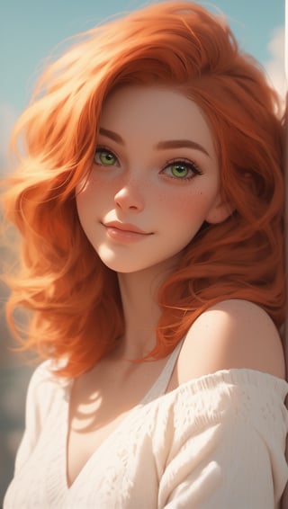 score_9, score_8_up, score_7_up, rating_questionable, girl, freckles, extremely attractive, adorable, cute, extremely pale skin, orange hair, green eyes, light directed at face, 8k, redhead 