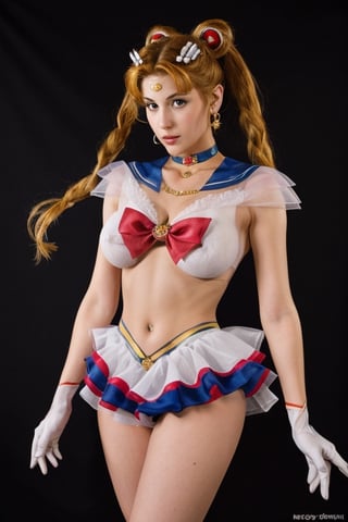 uniformsbodypaint,  sailormoon uniform, large_boobs, beautiful,

aausagi, double bun, twintails, parted bangs, hair ornament, circlet, jewelry, earrings, choker, see-through, red bow, white gloves, elbow gloves, multicolored skirt,