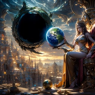 The goddess holds the earth in her hands, More Detail,