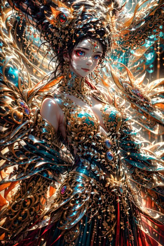 (((goddess))),(((glowing eye))), best quality, masterpiece, beautiful and aesthetic, 16K, (HDR:1.4), high contrast, bokeh:1.2, lens flare, (vibrant color:1.4), (muted colors, dim colors, soothing tones:0), cinematic lighting, ambient lighting, sidelighting, Exquisite details and textures, cinematic shot, Warm tone, (Bright and intense:1.2), wide shot, by playai, ultra realistic illustration, siena natural ratio, anime style, (Renaissance fantasy theme:1.1), head to thigh portrait, very long Straight dark brown hair with blunt bangs, (a shy smile:1.2), pink gossamer floral mango-colored dress, a sexy neighbor's wife, blue eyes, colorful head scarf, acrylic painting, trending on pixiv fanbox, palette knife and brush strokes, style of makoto shinkai, jamie wyeth, james gilleard, edward hopper, greg rutkowski, studio ghibli, genshin impact.,glow