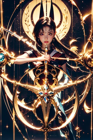 (nine swords|Multiple magic_circles),(gaia,goddess,sailor moon),crystal and silver entanglement,sword and circle entanglement,