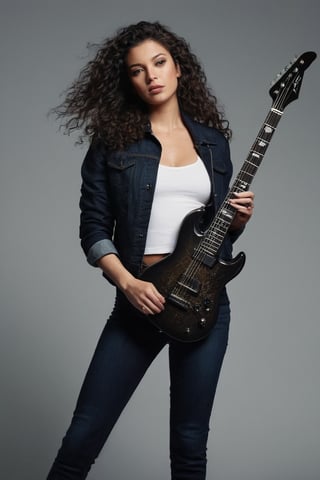 (((iconic Woman but extremely beautiful)))
(((looking at viewer, jacket, midriff, pants, tank top, denim, jeans dirty,broken,old)))
(((playing electric guitar)))
(((Black curly long hair)))
(((Chiaroscuro darkness simple colors)))
(((gorgeous, voluptuous, sexy, rock hard)))
(((view profile, view angle, dutch_angle)))
(((Chiaroscuro light background)))
(((intricate details,masterpiece,best quality,hyperrealistic, photorealistic)))
(((by Annie Leibovitz style, by caravaggio style))),bbw