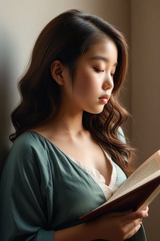 (((iconic but extremely beautiful)))
(((Voluptuous and yet  so adorable,photographed)))
(((Girl japanese 13-year-old Reading)))
(((view profile, view angle,view closse-up zoom)))
(((Chiaroscuro light background)))
(((Lighting simple colors)))
(((intricate details,masterpiece,best quality,hyperrealistic, photorealistic)))(((by Murata_Range style)))