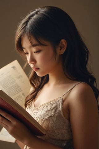 (((iconic but extremely beautiful)))
(((Voluptuous and yet  so adorable,photographed)))
(((Girl japanese 13-year-old Reading)))
(((view profile, view angle,view closse-up zoom)))
(((Chiaroscuro light background)))
(((Lighting simple colors)))
(((intricate details,masterpiece,best quality,hyperrealistic, photorealistic)))(((by Murata_Range style)))