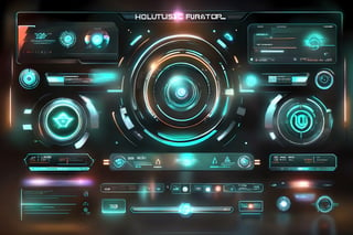 Vector futuristic interface ui elements holographic hud user interface elements, 32K unreal engine