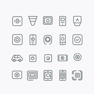 Outline icon set of technology, black line, minimal, white background, ui, ux, design, app, clean fresh design