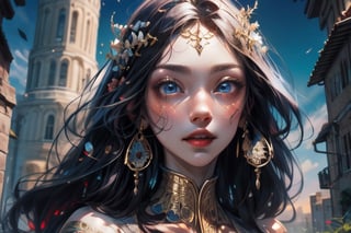 High detailed .Appearance: Woman, royal noble princess, beautiful face, dark blue eyes, golden Rapunzel hair, slender figure.
Personality: witty, brave, kind, cheerful
Characteristics: Often wears European court clothing
Korean comic style