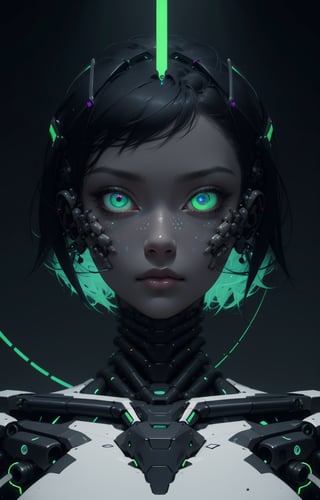 (Ultra-high resolution, highest quality, reality), futuristic, mechanical, high-tech, black and white grey, metallic, streamlined, complex structure, exquisite details, geometric shapes, neon colors, electronic sounds, digital elements, abstract graphics, web, data interaction, virtual reality (glowing skin), (highly detailed skin with visible pores), (luxurious decoration: 1.2), (colored eyes: 1.3), pretty. beautiful face. masterpiece, exquisite details, attention to detail, surrealism, award-winning portrait, realistic design for photo quality, intricate composition,NDP