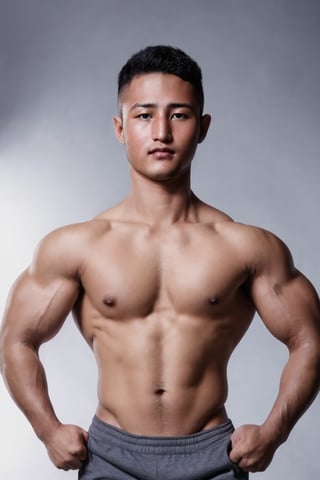 realistic Photography of a handsome   Cambodian  bald model man posing , masterpiece, best quality, 4k, studio light, soft, half body , ton,big muscles,Alvis,photorealistic,Davids,SYAHNK,syahnk