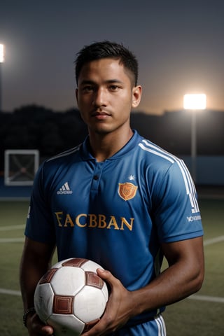 Famous bokeh shot RAW photo of a Male, big muscles National Carribbean football club soccer Athlete, professional male wearing football outfit, very dark tanned skin, brilliant iridescent lighting, refined image, soothing dreamy natural scenery in the background, (pores, wrinkles, skin blemishes:0.4), crisp detailed dslr photo by Shawn Coss and Ralph Gibson, subsurface scattering, global illumination, Depth of field, Focal length, Diffuse, Emissive, Atmospheric perspective, Chiaroscuro, subtractive light, syahnk,Male focus