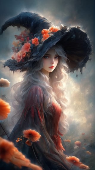 super fine illustration,masterpiece, best quality,{beautiful detailed eyes},1girl,finely detail,Depth of field, 4k wallpaper,bluesky,cumulus,wind,insanely detailed frills,extremely detailed lace,BLUE SKY,very long hair,Slightly open mouth,high ponytail,silver hair,small Breasts,cumulonimbus capillatus,slender waist,There are many scattered luminous petals,Hidden in the light yellow flowers,Depth of field,She bowed her head in frustration,Many flying drops of water,Upper body exposed,Many scattered leaves,branch ,angle ,contour deepening,cinematic angle ,{{{Classic decorative border}}}