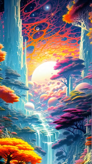Fantasy illustration, psychedelic art depicting an illusory, disturbed, abstract, ephemeral, elusive and unstable visual narrative, digital painting, mesmerizing and highly detailed, vivid colors, surrealism, psychedelic background, intricate details, 3D rendering, oil painting, delicate , octane rendering. Hayao Miyazaki style.,High detailed 