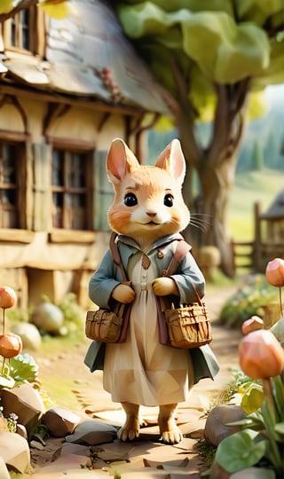 cinematic still Beatrix Potter style watercolor. Chibi style, they are in a rural school, a landscape of pastel colors, emotional, harmonious, vignette, highly detailed, high budget, bokeh, cinemascope, moody, epic, gorgeous, film grain, grainy, detailmaster2, Leonardo Style,kitsune