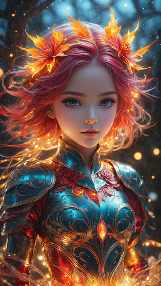 Christmas Style (Masterpiece, Top Quality, Best Quality, Official Art, full body, Beauty and Aesthetics: 1.2), (1girl), Extremely Detailed, (Abstract, Fractal Art: 1.3), Colored Hair, Supreme Detail, Detailed_Eyes, Fire , water, ice, lightning, light particles, Christmas style clothing, Christmas tree, Christmas light bulb string, Christmas red flowers, Christmas gifts, beautiful lines, determined eyes, flowers, delicate face, delicate eyes, brilliant blooming flowers Background with romantic lights,armor