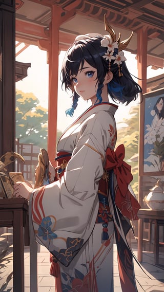 anime girl in a kimono outfit standing in a garden, artgerm and atey ghailan, beautiful character painting, onmyoji detailed art, palace , a girl in hanfu, artwork in the style of guweiz, ross tran style, extremely detailed artgerm, rossdraws sakimimichan, style of artgerm, style artgerm, outline ,midjourney,oda non
,ventidef