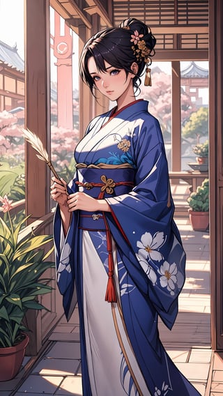 anime girl in a kimono outfit standing in a garden, artgerm and atey ghailan, beautiful character painting, onmyoji detailed art, palace , a girl in hanfu, artwork in the style of guweiz, ross tran style, extremely detailed artgerm, rossdraws sakimimichan, style of artgerm, style artgerm, outline ,midjourney,oda non
