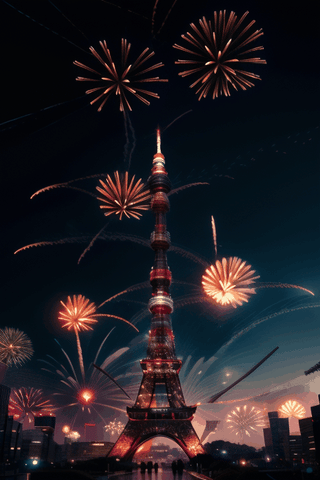 happy nigth firework ,future tokyo ice city,tokyo tower,big Xmas tree,SF 