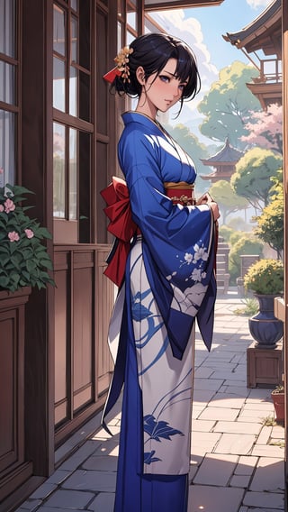 anime girl in a kimono outfit standing in a garden, artgerm and atey ghailan, beautiful character painting, onmyoji detailed art, palace , a girl in hanfu, artwork in the style of guweiz, ross tran style, extremely detailed artgerm, rossdraws sakimimichan, style of artgerm, style artgerm, outline ,midjourney,oda non
