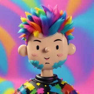 i am a punk lad,toy_face, puffy soft vivid colours 3d cotton with gentle depth background, ,<lora:659095807385103906:1.0>