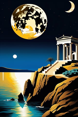 Greece under the moonlight with ancient architecture,

The Aegean Sea gently laps the shore,

clear night sky,

(((in the style of SUBREALISM, SALVADOR DALI))),

4K resolution,

the moonlight casting soft shadows,

oil painting,

Very detailed,

intricate work of SALVADOR DALI,

Ultra-fine details.