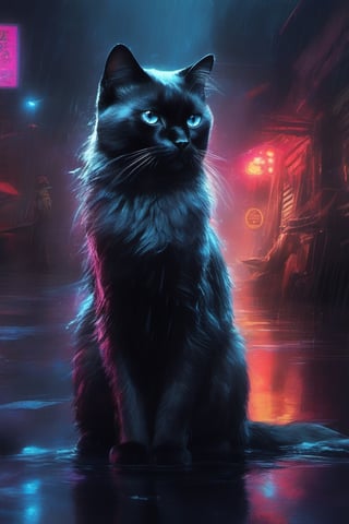 pariah,

cyberpunk,

Science fiction,

futuristic night of a himalayan siamese cat,

neon black,

reflections,

rain,

fog,

film noir,

bright,

mysterious,

energy,

force,

spirit,

action,

landscape,

character study,

masterpiece,

darkness,

expert,

incredibly detailed,

4k resolution,

griffiths meat,

charlie bowater,

John William Waterhouse

colors,

chiaroscuro,

movie